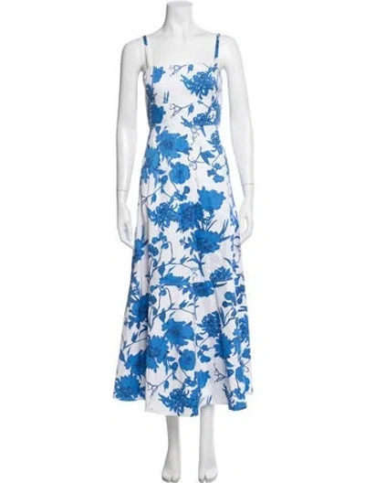 Pre-owned Me+em Floral Print Midi Length Dress In Blue