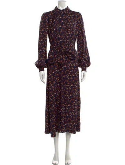 Pre-owned Me+em Floral Print Midi Length Dress In Blue