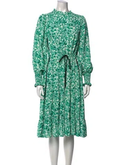 Pre-owned Me+em Floral Print Midi Length Dress In Green