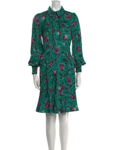Pre-owned Me+em Floral Print Midi Length Dress In Green