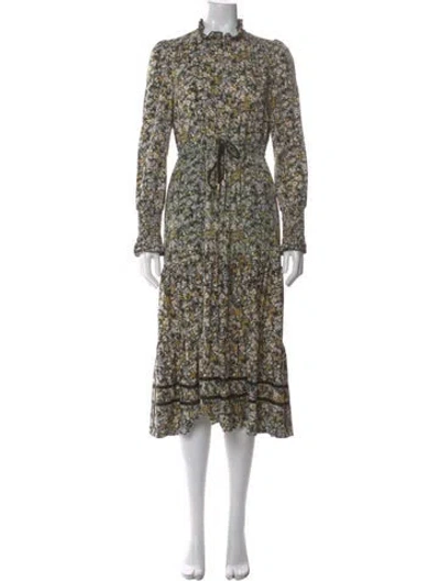 Pre-owned Me+em Floral Print Midi Length Dress In Green