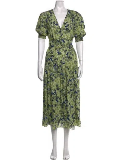 Pre-owned Me+em Floral Print Midi Length Dress In Green