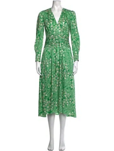 Pre-owned Me+em Floral Print Midi Length Dress In Green