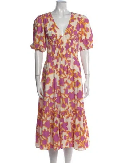 Pre-owned Me+em Floral Print Midi Length Dress In Multi