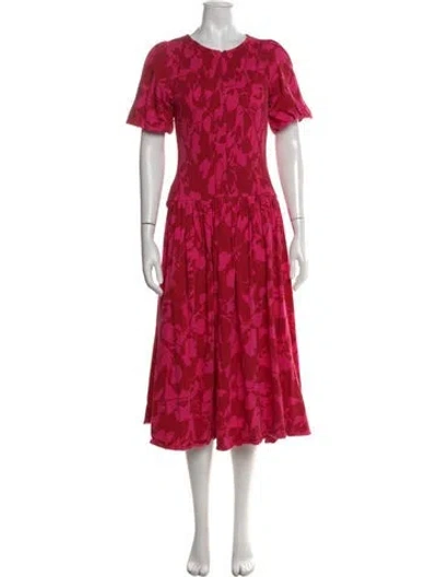 Pre-owned Me+em Floral Print Midi Length Dress In Multi