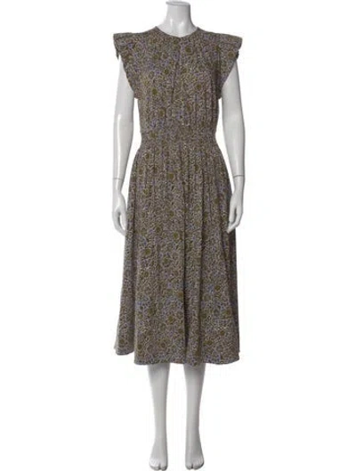 Pre-owned Me+em Floral Print Midi Length Dress In Multi