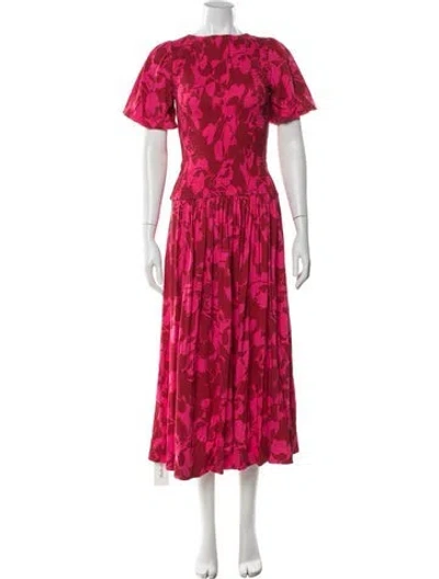 Pre-owned Me+em Floral Print Midi Length Dress In Multi