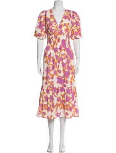 Pre-owned Me+em Floral Print Midi Length Dress In Multi
