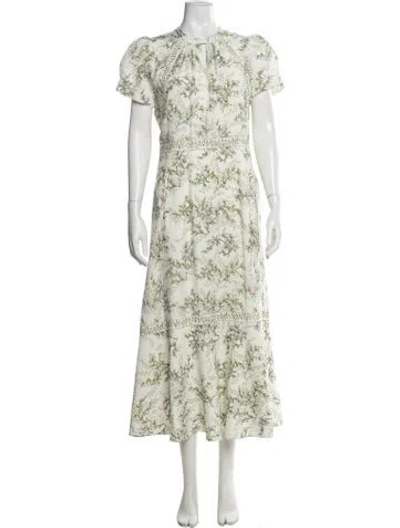 Pre-owned Me+em Floral Print Midi Length Dress In Neutral
