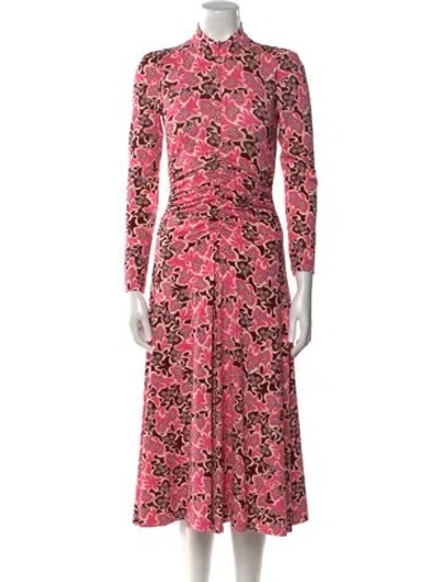 Pre-owned Me+em Floral Print Midi Length Dress In Pink
