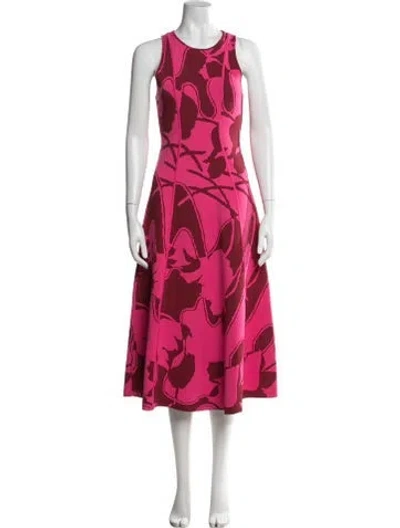 Pre-owned Me+em Floral Print Midi Length Dress In Pink