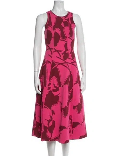 Pre-owned Me+em Floral Print Midi Length Dress In Pink