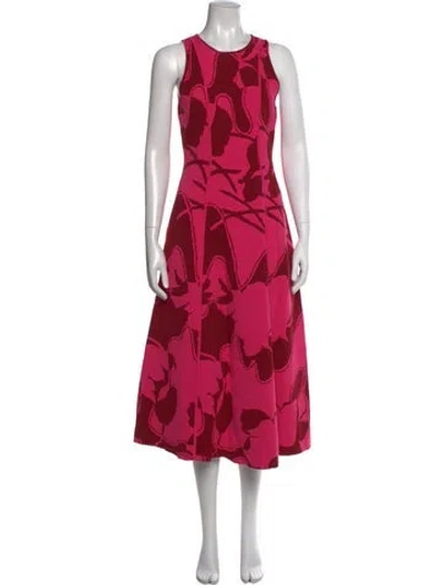 Pre-owned Me+em Floral Print Midi Length Dress In Pink