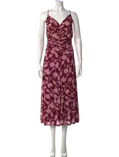 Pre-owned Me+em Floral Print Midi Length Dress In Pink
