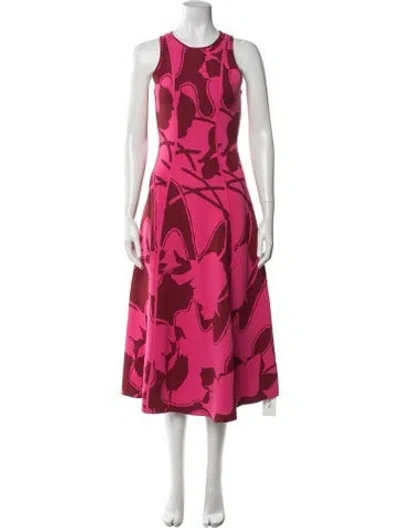 Pre-owned Me+em Floral Print Midi Length Dress In Pink