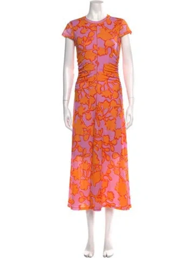 Pre-owned Me+em Floral Print Midi Length Dress In Pink