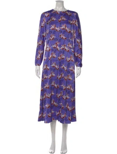 Pre-owned Me+em Floral Print Midi Length Dress In Purple