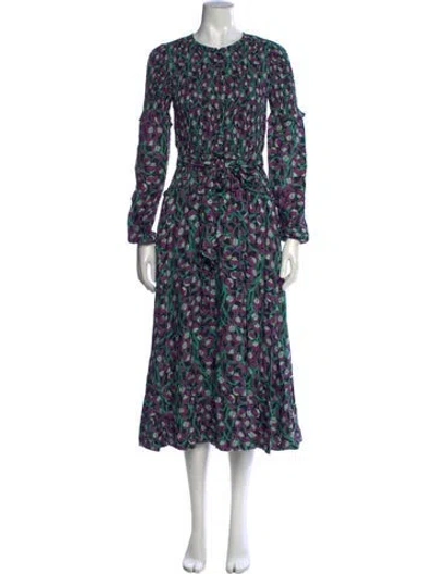 Pre-owned Me+em Floral Print Midi Length Dress In Purple