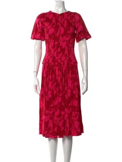Pre-owned Me+em Floral Print Midi Length Dress In Red