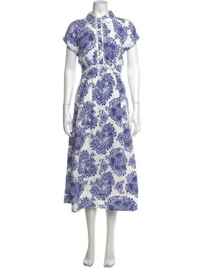 Pre-owned Me+em Floral Print Midi Length Dress W/ Tags In Blue
