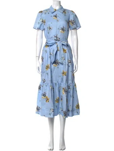 Pre-owned Me+em Floral Print Midi Length Dress W/ Tags In Blue