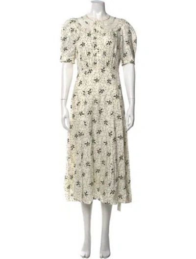 Pre-owned Me+em Floral Print Midi Length Dress W/ Tags In Neutrals