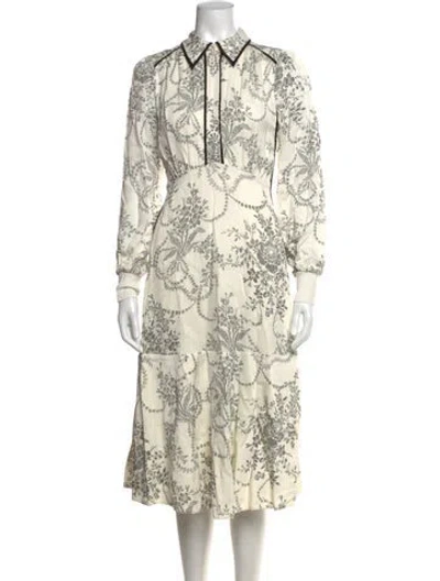 Pre-owned Me+em Floral Print Midi Length Dress W/ Tags In Neutrals