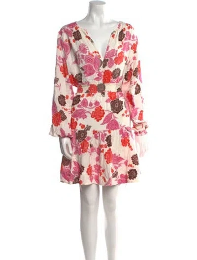 Pre-owned Me+em Floral Print Midi Length Dress In White