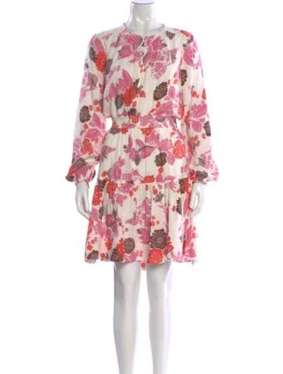 Pre-owned Me+em Floral Print Midi Length Dress In White