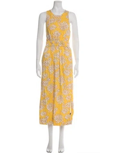 Pre-owned Me+em Floral Print Midi Length Dress In Yellow