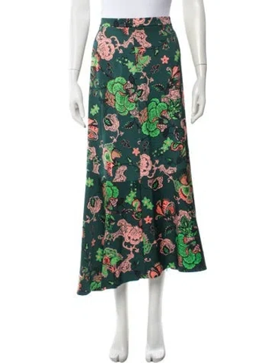 Pre-owned Me+em Floral Print Midi Length Skirt In Green