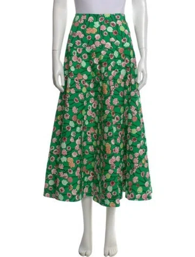 Pre-owned Me+em Floral Print Midi Length Skirt In Green