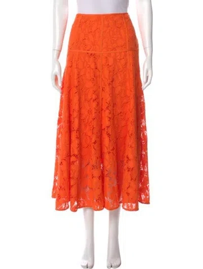 Pre-owned Me+em Floral Print Midi Length Skirt W/ Tags In Orange