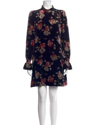 Pre-owned Me+em Floral Print Mini Dress In Black