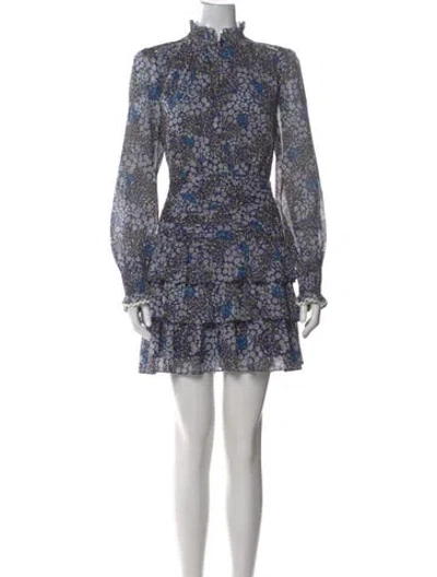 Pre-owned Me+em Floral Print Mini Dress In Blue
