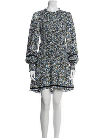 Pre-owned Me+em Floral Print Mini Dress In Blue