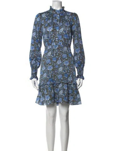 Pre-owned Me+em Floral Print Mini Dress In Blue