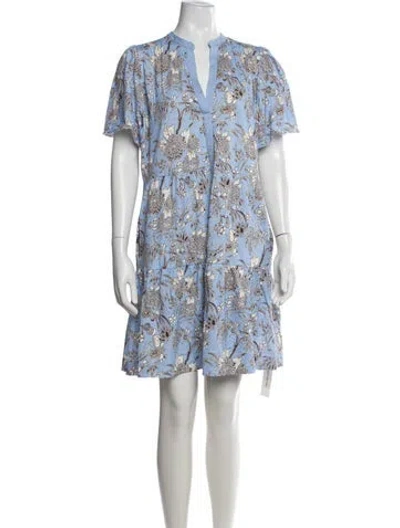 Pre-owned Me+em Floral Print Mini Dress In Blue