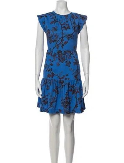 Pre-owned Me+em Floral Print Mini Dress In Blue
