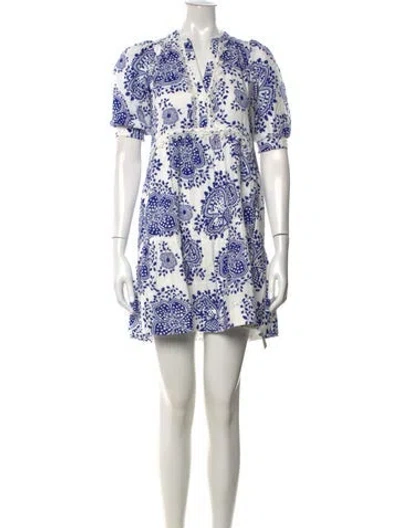 Pre-owned Me+em Floral Print Mini Dress In Blue
