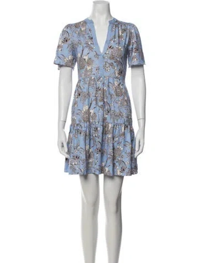 Pre-owned Me+em Floral Print Mini Dress In Blue/white