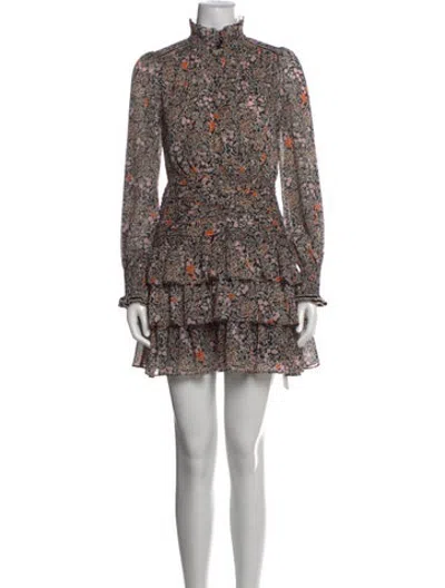 Pre-owned Me+em Floral Print Mini Dress In Brown