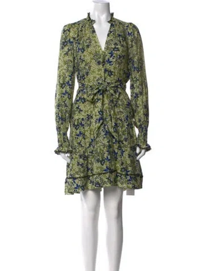Pre-owned Me+em Floral Print Mini Dress In Green