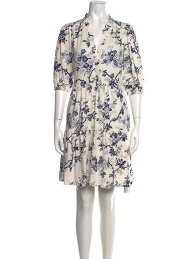 Pre-owned Me+em Floral Print Mini Dress In Neutrals