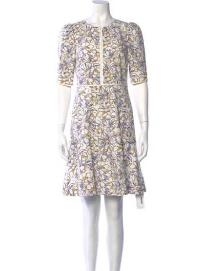 Pre-owned Me+em Floral Print Mini Dress In Neutrals