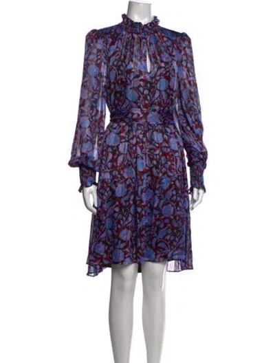 Pre-owned Me+em Floral Print Mini Dress In Purple