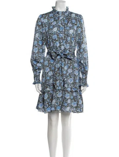 Pre-owned Me+em Floral Print Mini Dress W/ Tags In Blue