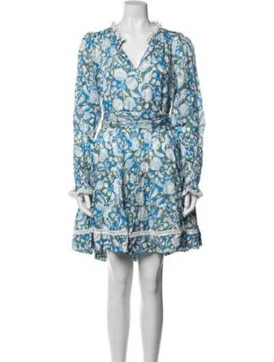 Pre-owned Me+em Floral Print Mini Dress W/ Tags In Blue