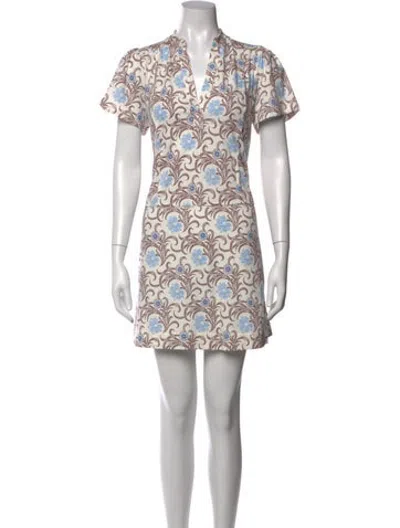 Pre-owned Me+em Floral Print Mini Dress W/ Tags In Neutrals