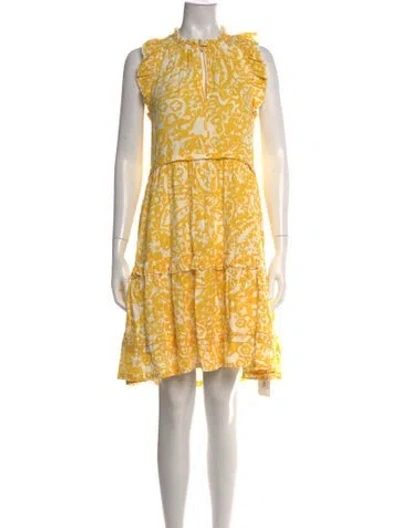 Pre-owned Me+em Floral Print Mini Dress In Yellow